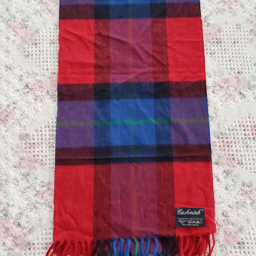 Cashmink Red and Black Plaid Scarf